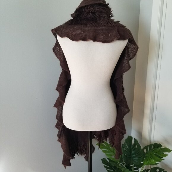 Brown faux fur scarf - Picture 2 of 7